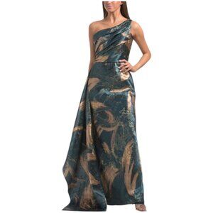 RENE BY RENE RUIZ One Shoulder Jacquard Column Gown